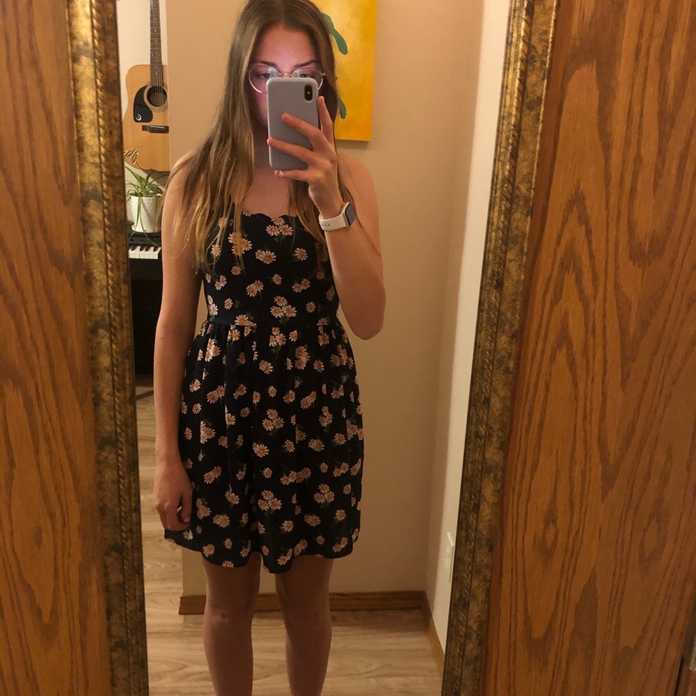 Navy blue daisy dress